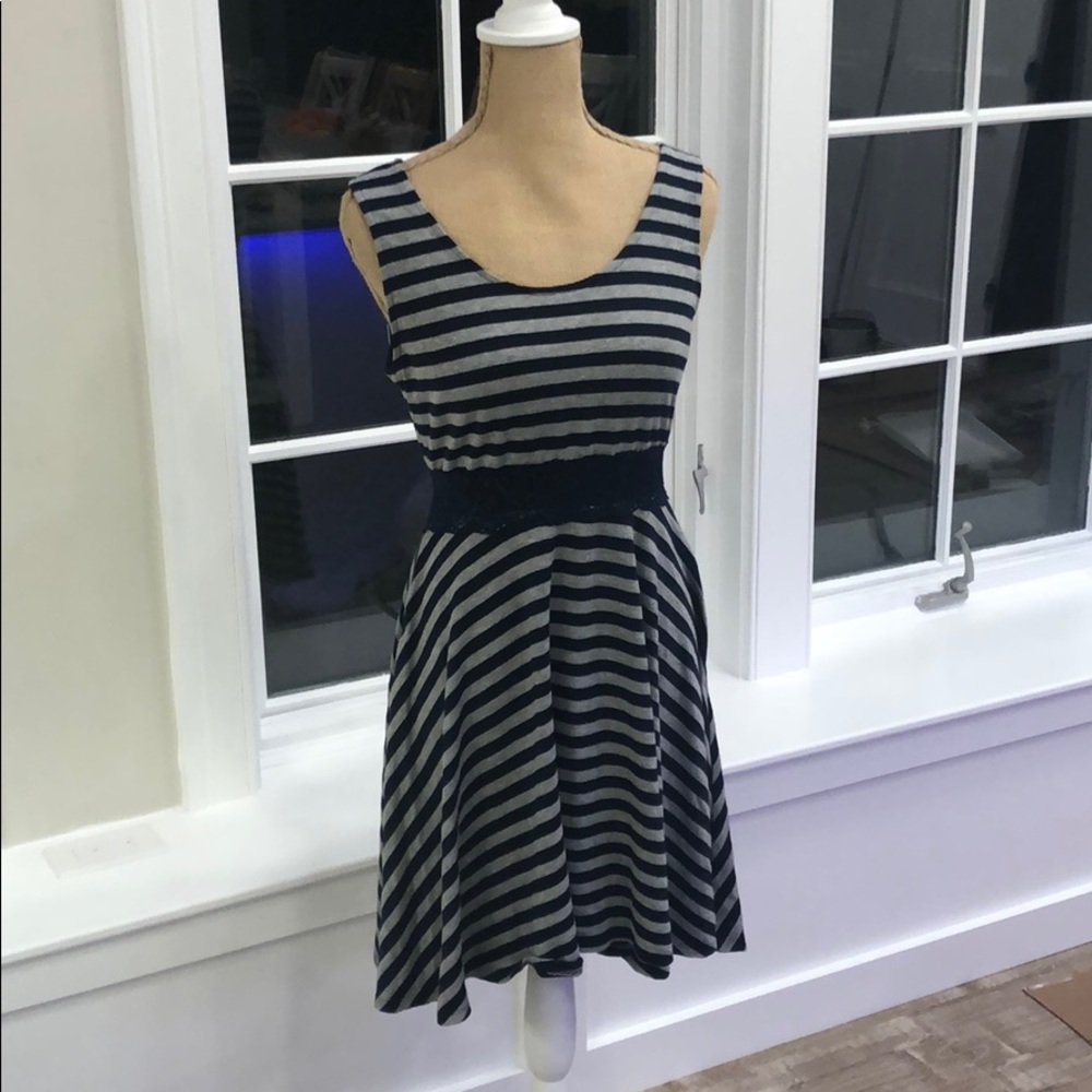 {Bailey Girl} blue and grey stripped dress
